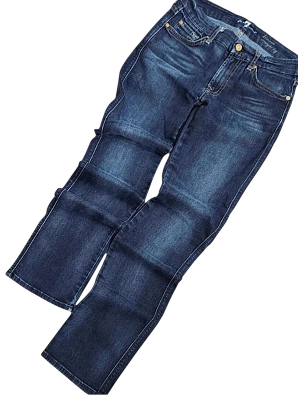 7 For All Mankind Kimmie Straight Leg Dark Wash Denim Jeans Whiskering Size 27